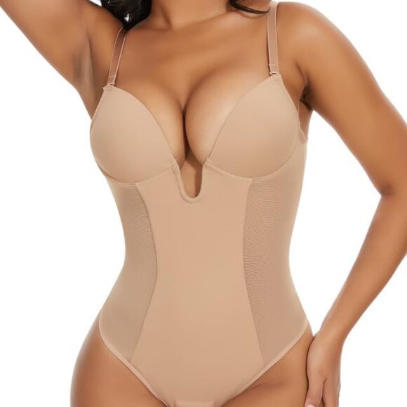 SHAPERIN Women's Backless Body Shaper Bra Faja Low Back Thong Shapewear Large - Picture 1 of 5